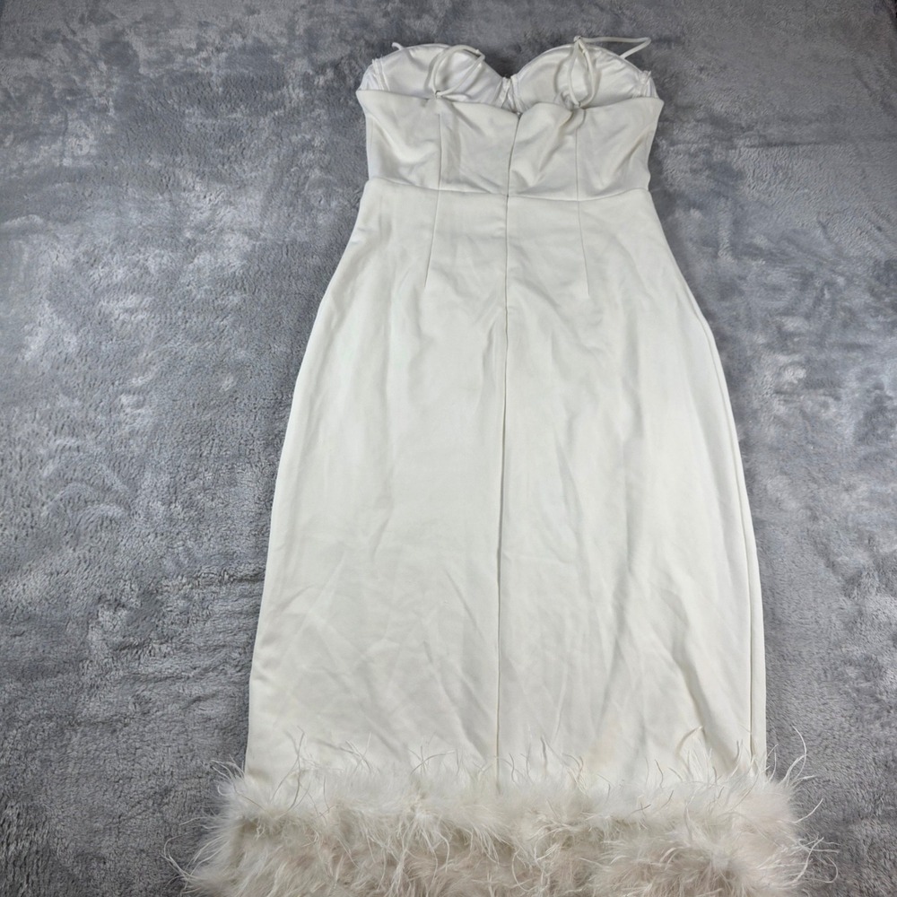 Lulus Women Large White Passion For Glamour Midi Dress Bustier Feather Trim - Picture 7 of 9